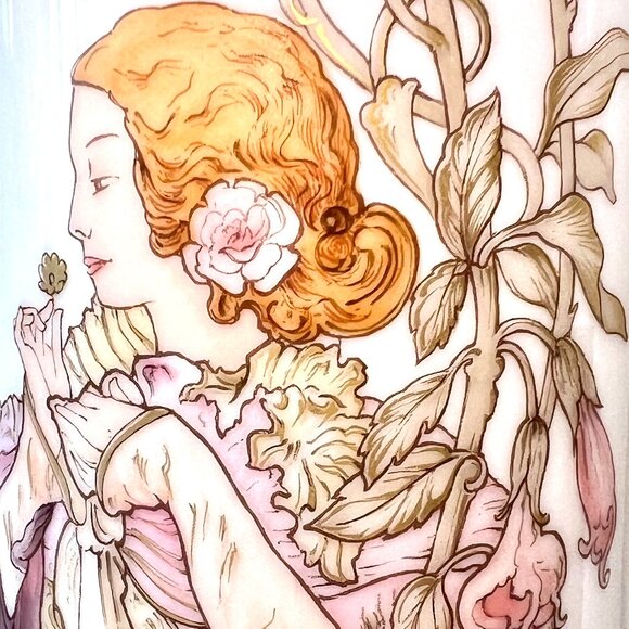 KAISER - Vintage 1960s 'La Boheme' Art Nouveau-Style Vase - MCM, Gold, Floral - Picture 2 of 12